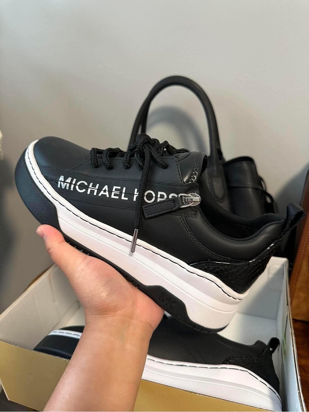 Michael Kors Black and White Logo Platform Sneakers for Kids